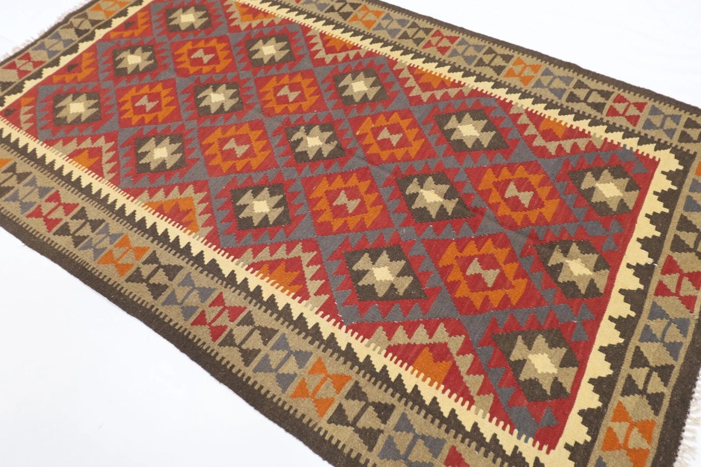 157 x 250 cm | Flat Weave Afghan Tribal Hand Knotted Veg Dye Wool Carpet