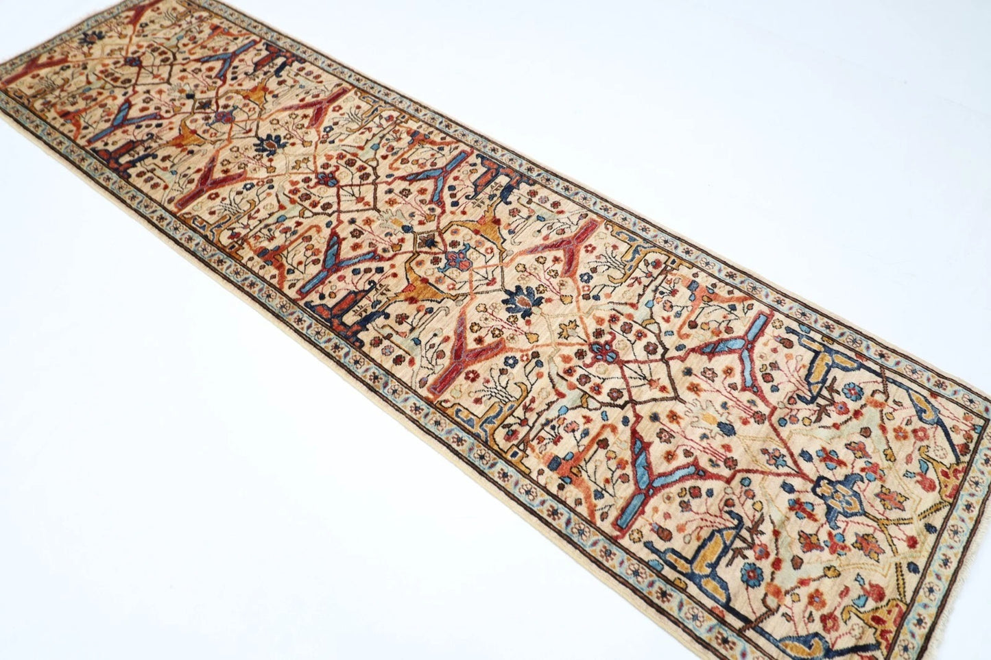 83 x 300 cm | Bidjar Beige Afghan Tribal Hand Knotted Wool Runner