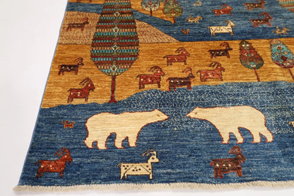 195 x 195 cm | Animal Afghan Tribal Hand Knotted Wool Carpet
