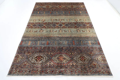 177 x 245 cm | Afghan Tribal Hand Knotted Veg Dye Wool Carpet