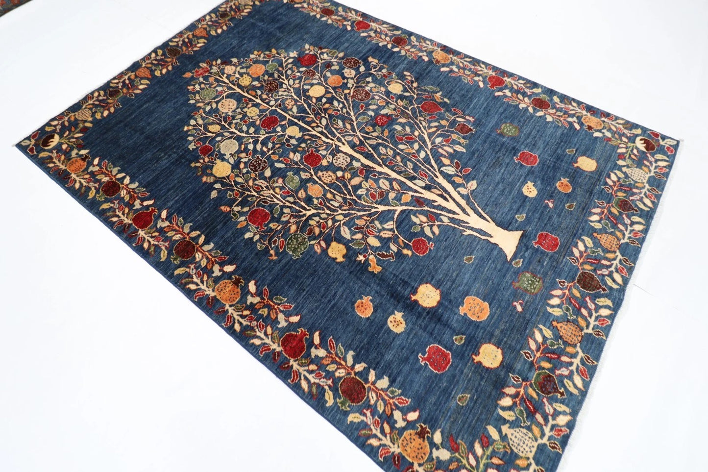 171 x 242 cm | Pomegranate Afghan Tribal Hand Knotted Veg Dye Wool Carpet