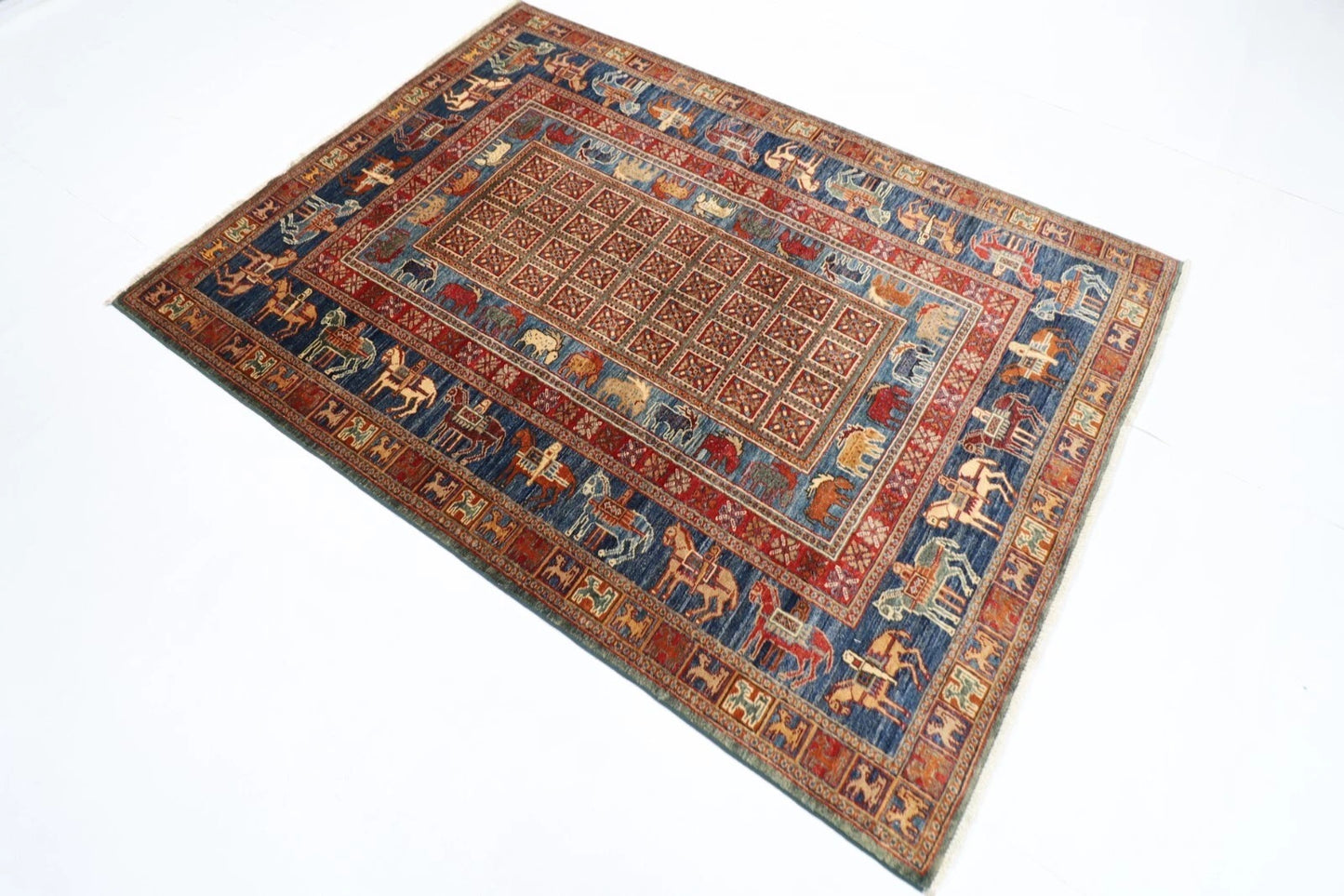152 x 207 cm | Pazyryk Afghan Tribal Hand Knotted Veg Dye Wool carpet