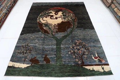 247 x 303 cm | Landscape Gabbeh Afghan Tribal Hand Knotted Carpet