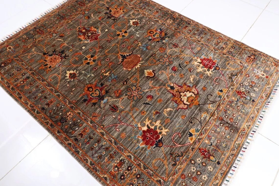 152 x 197 cm | Sultani Afghan Tribal Hand Knotted Veg Dye Wool Carpet