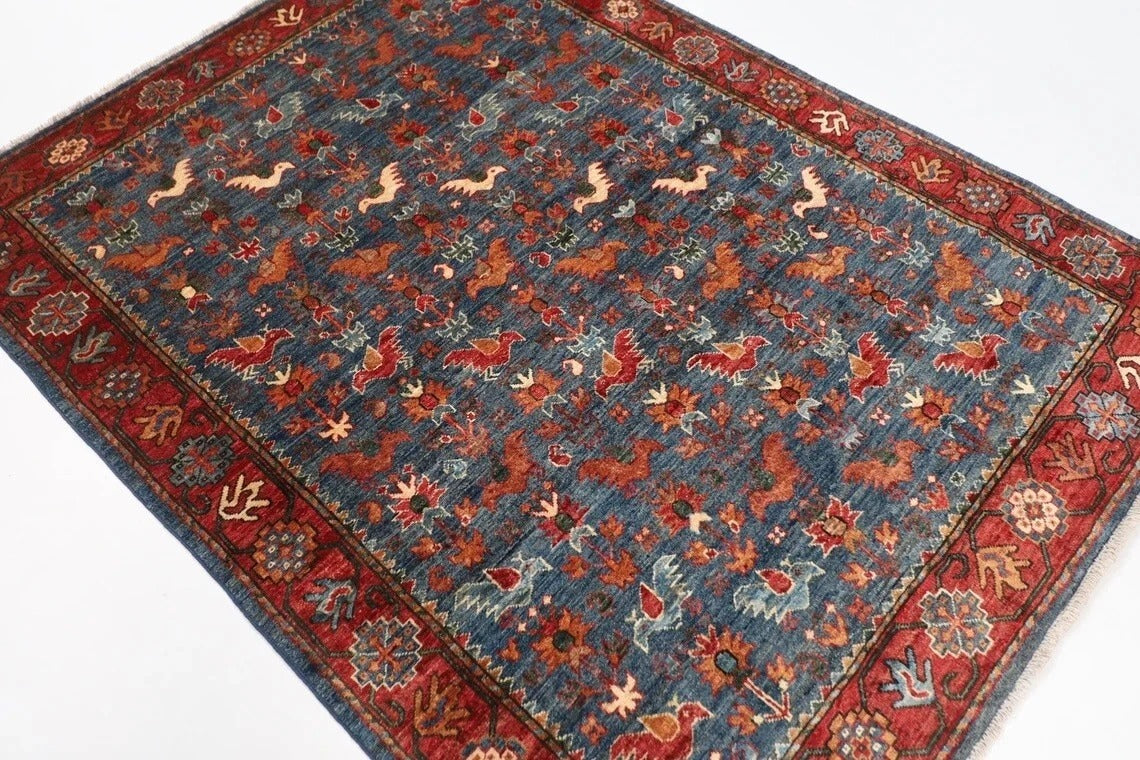 150 x 200 cm | Navy Afghan Tribal Hand Knotted Veg Dye Wool carpet