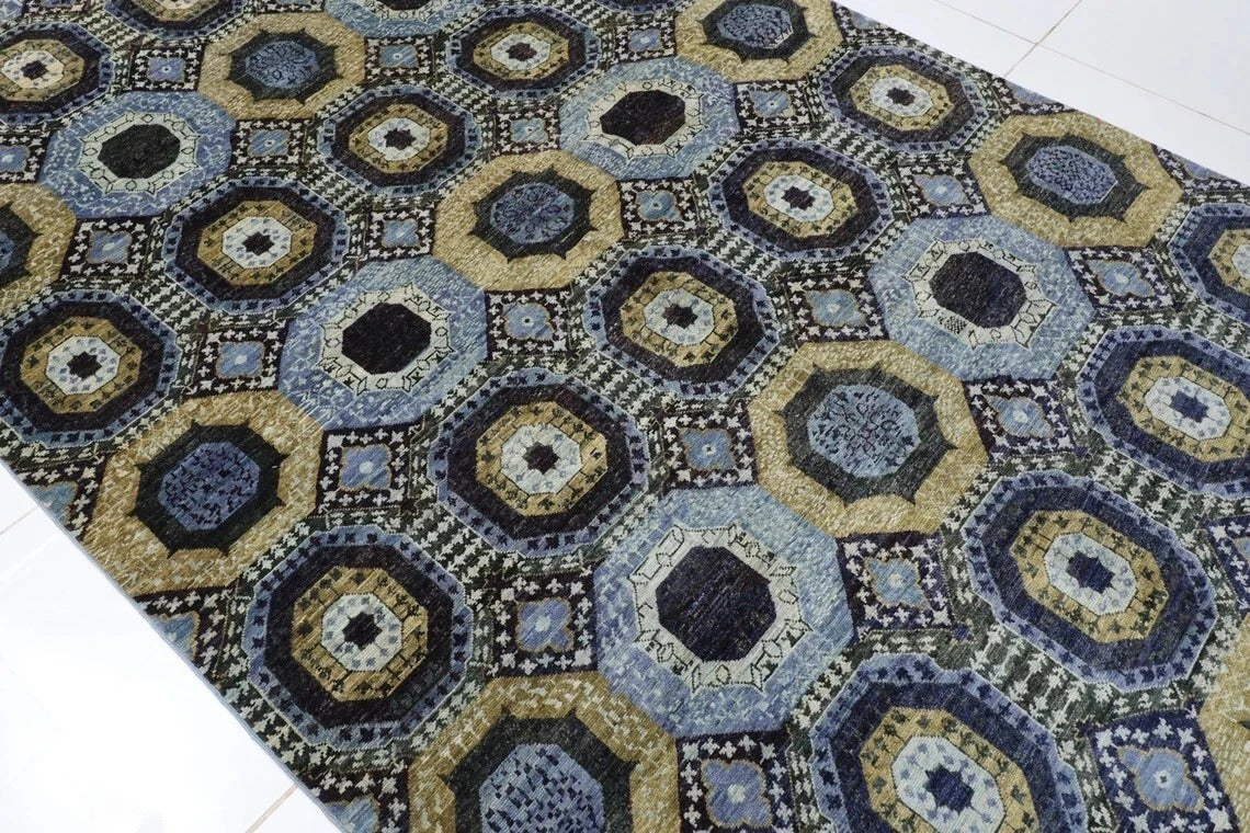 181 x 283 cm | Mamluk Afghan Tribal Hand Knotted Veg Dye Wool Carpet
