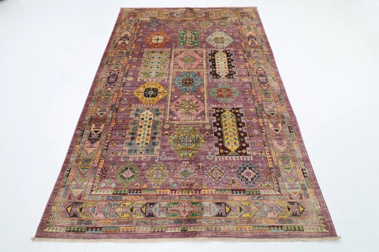 168 x 252 cm | Waziri Pink Afghan Tribal Hand Knotted Veg Dye Wool Carpet