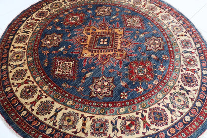 247 x 252 cm | Kazak Afghan Tribal Hand Knotted Wool Round Carpet