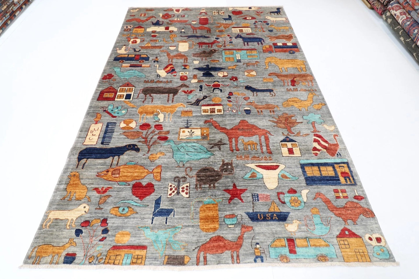 186 x 278 cm | Landscape Gabbeh Animal Afghan Tribal Hand Knotted Veg Dye Wool carpet