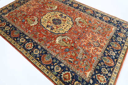 197 x 298 cm | Orange Afghan Tribal Hand Knotted Carpet