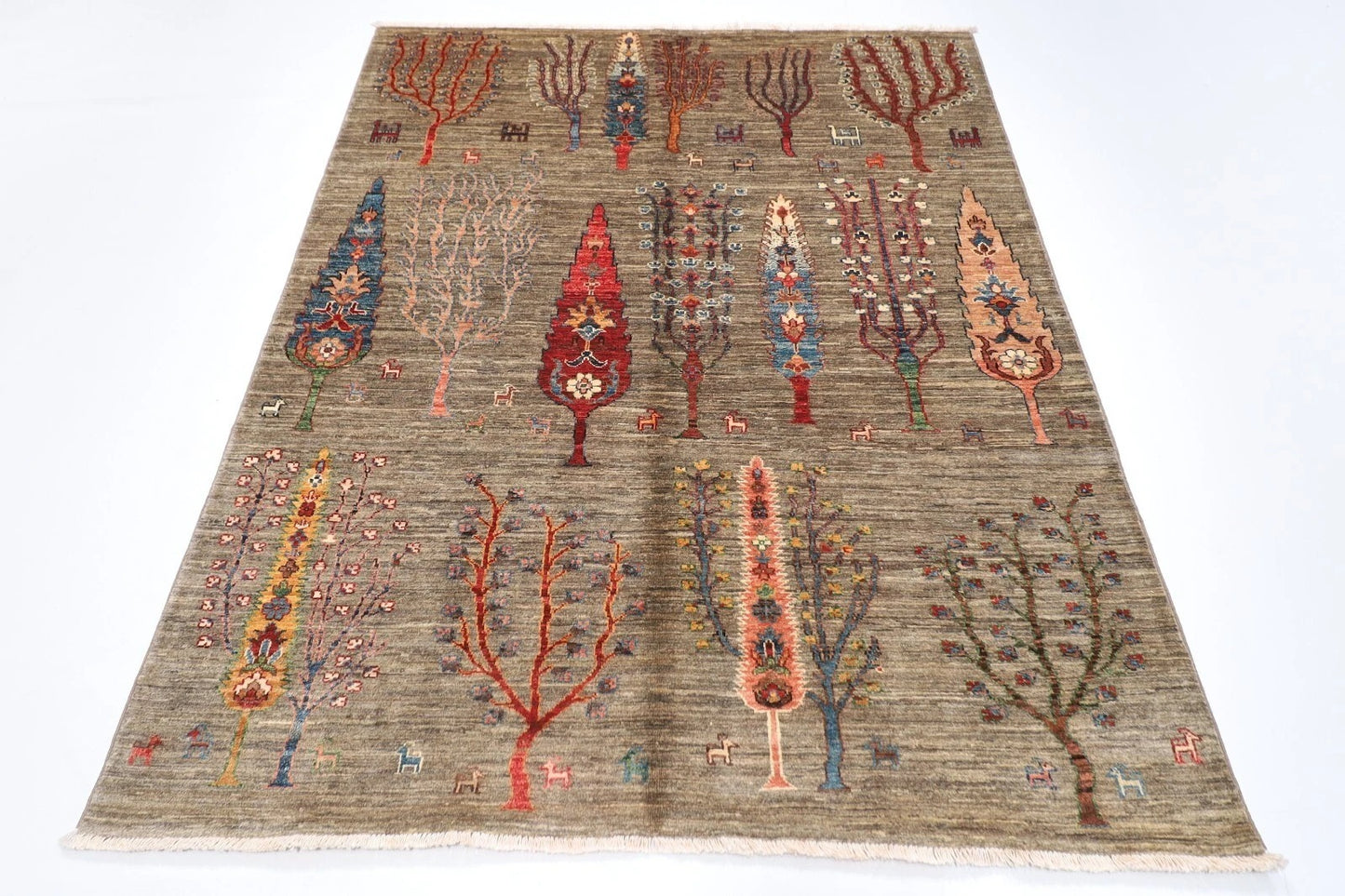 149 x 195 cm | Afghan Tribal Hand Knotted Veg Dye Wool Carpet