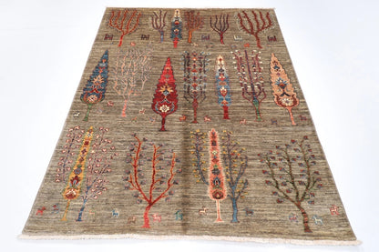 149 x 195 cm | Afghan Tribal Hand Knotted Veg Dye Wool Carpet