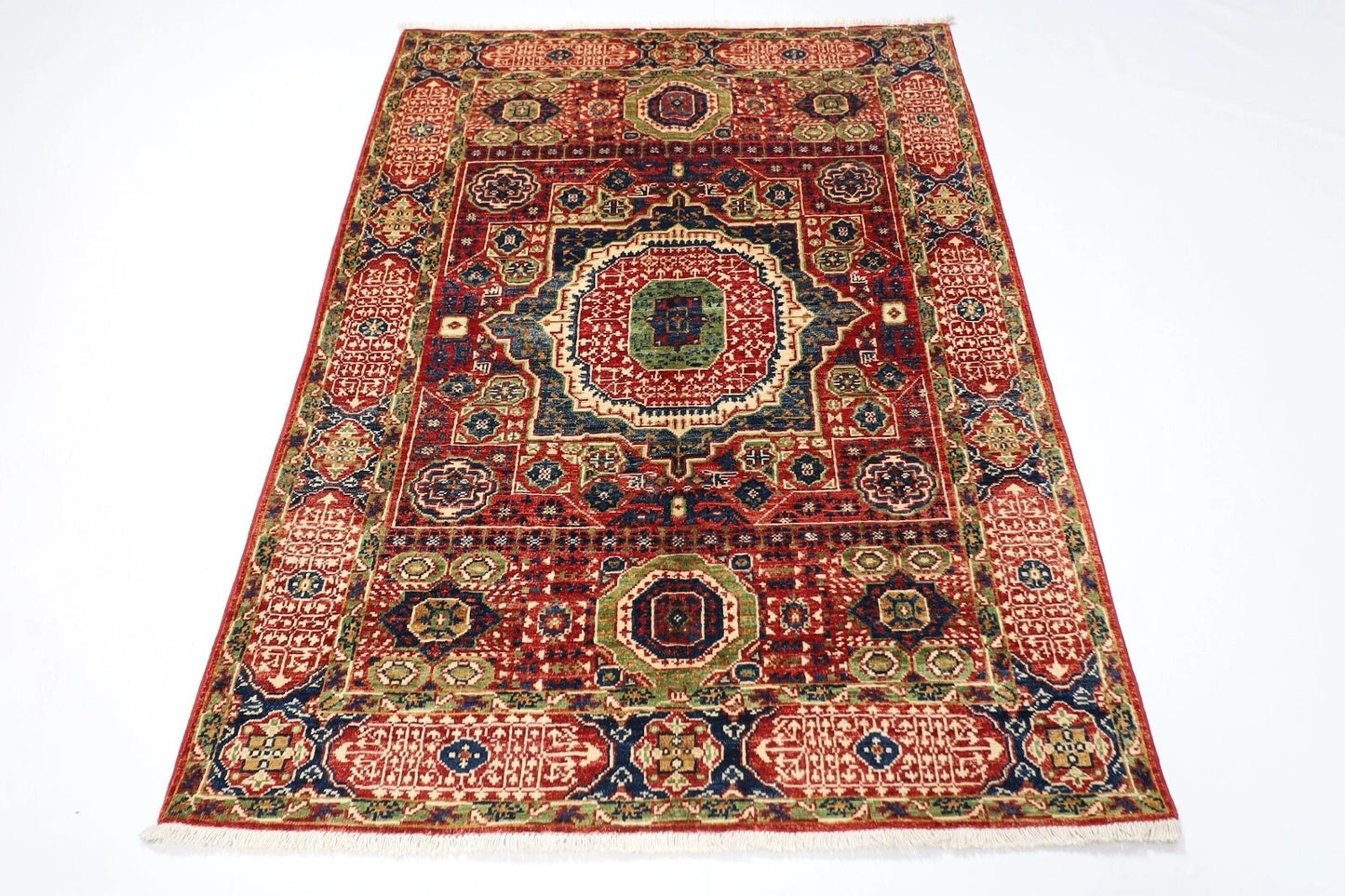 123 x 173 cm | Mamluk Afghan Tribal Hand Knotted Veg Dye Wool carpet
