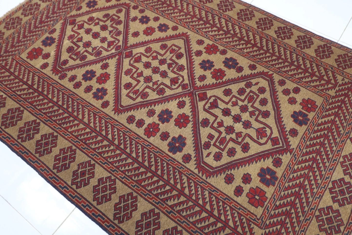 163 x 230 cm | Kilim Afghan Tribal Hand Knotted Veg Dye Wool Carpet