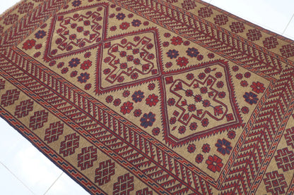 163 x 230 cm | Kilim Afghan Tribal Hand Knotted Veg Dye Wool Carpet