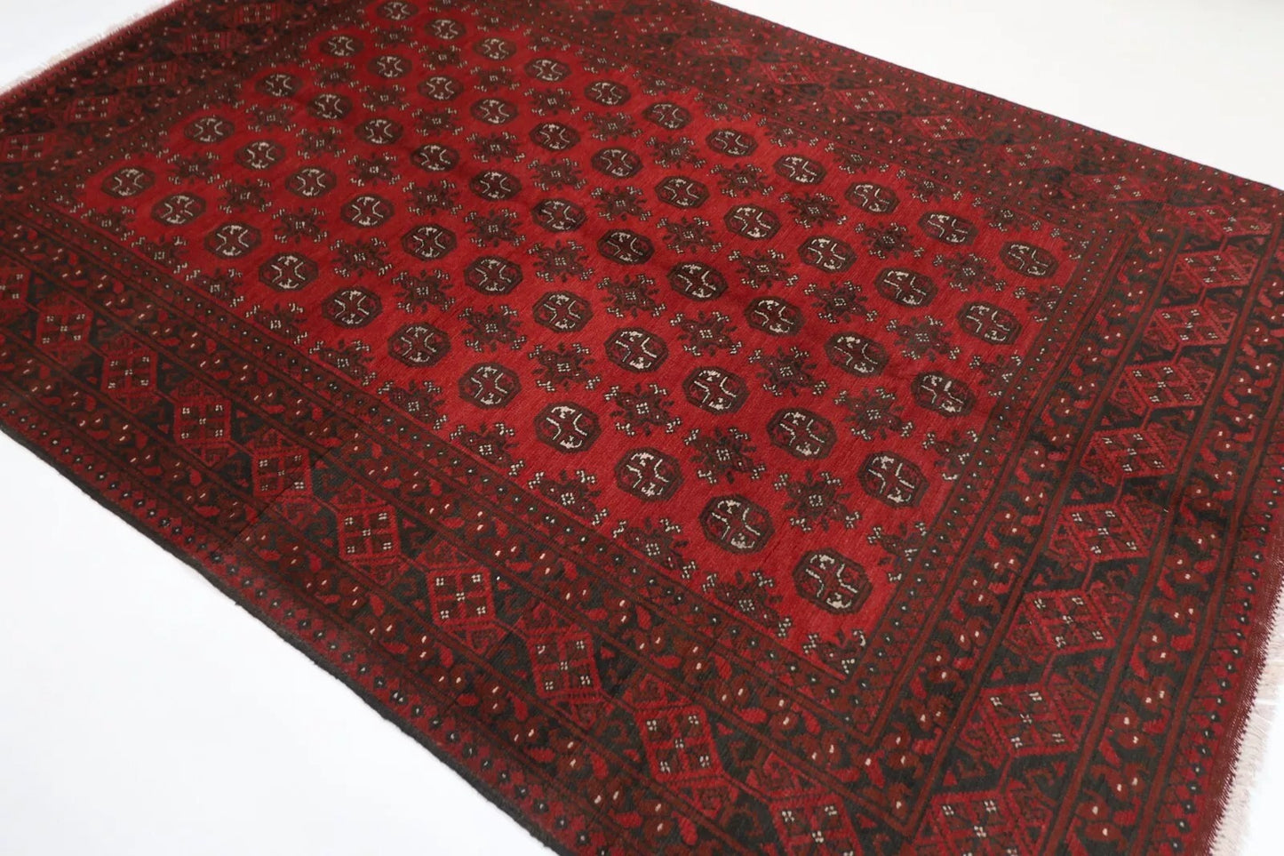 196 x 288 cm | Akja Bokhara Afghan Tribal Hand Knotted Carpet