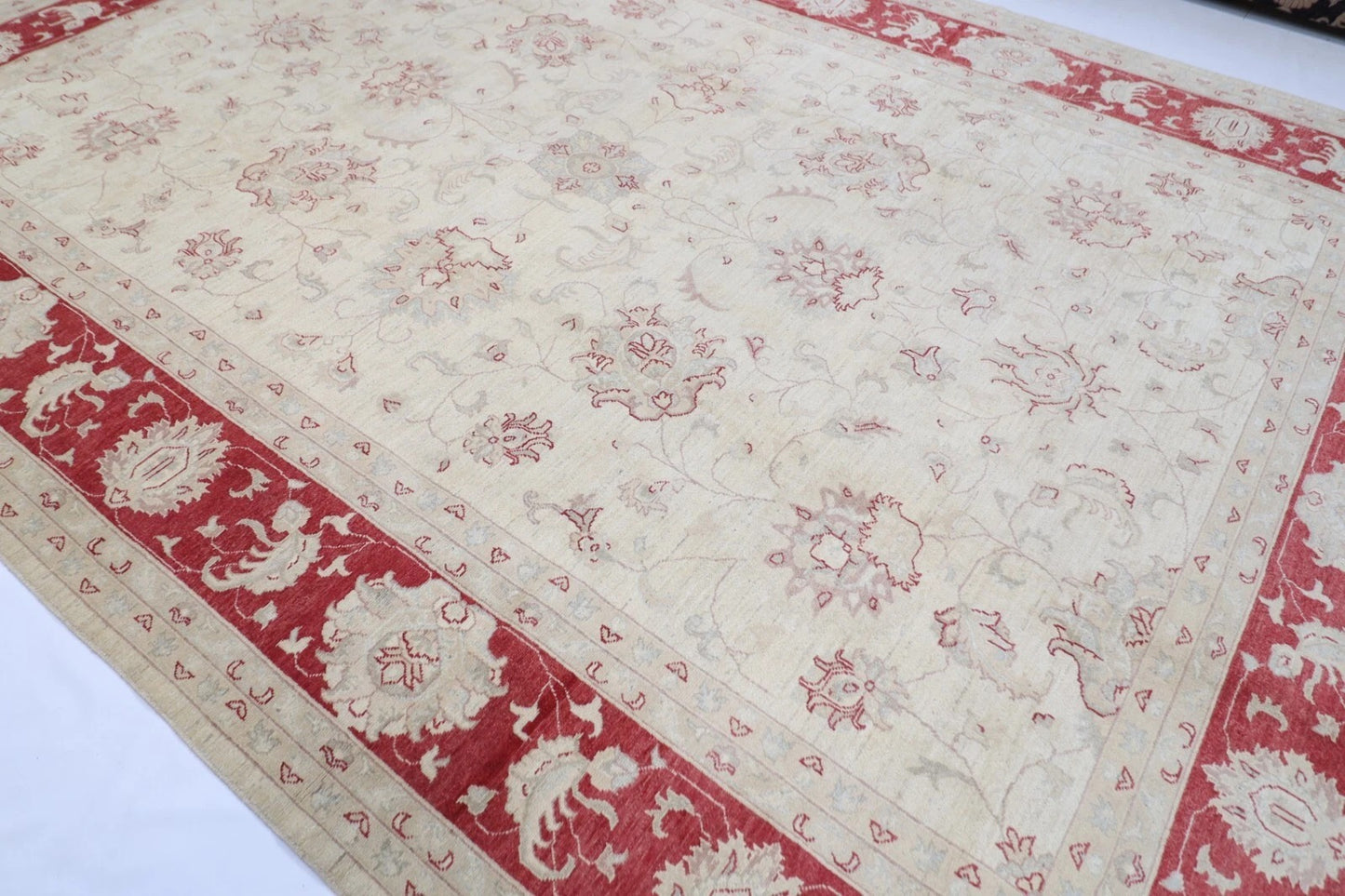 303 x 416 cm | Beige Chobi Afghan Tribal Hand Knotted Carpet