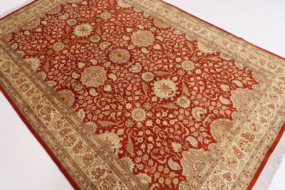182 x 276 cm | Floral Red Afghan Tribal Hand Knotted Veg Dye Wool Carpet
