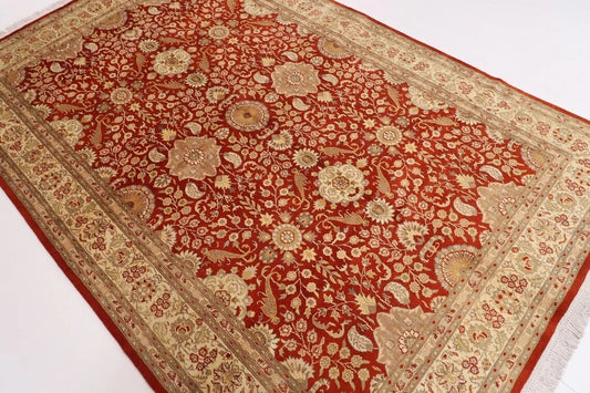182 x 276 cm | Floral Red Afghan Tribal Hand Knotted Veg Dye Wool Carpet