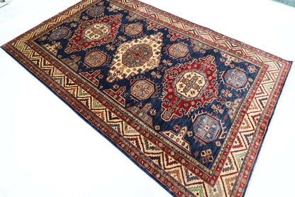 182 x 288 cm |  Kazak Blue Afghan Tribal Hand Knotted Veg Dye Wool carpet