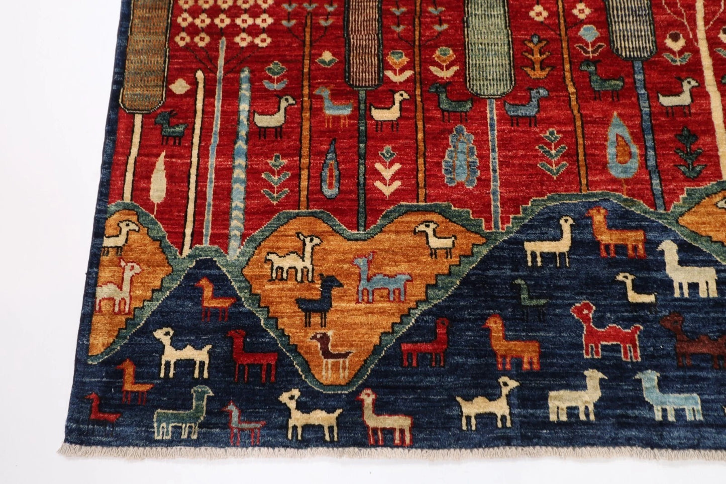 169 x 240 cm | Landscape Afghan Tribal Hand Knotted Veg Dye Wool Carpet
