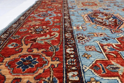 192 x 267 cm | Waziri Blue Afghan Tribal Hand Knotted Veg Dye Wool Carpet