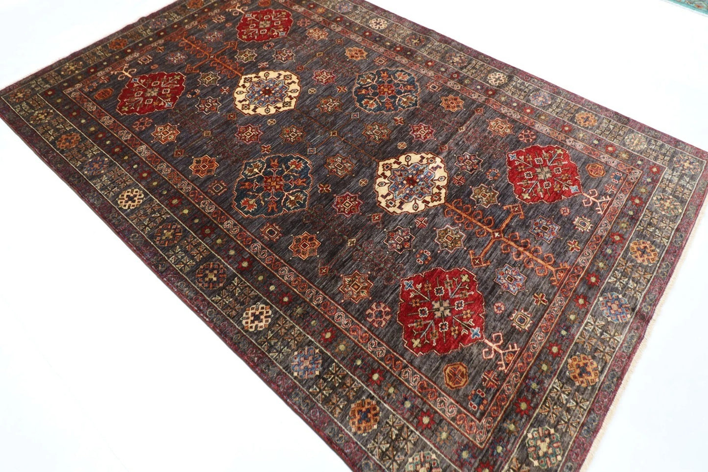 182 x 275 cm |  Kazak  Afghan Tribal Hand Knotted Veg Dye Wool carpet