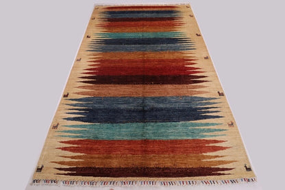 200 x 308 cm | Striped Gabbeh Afghan Tribal Hand Knotted Carpet