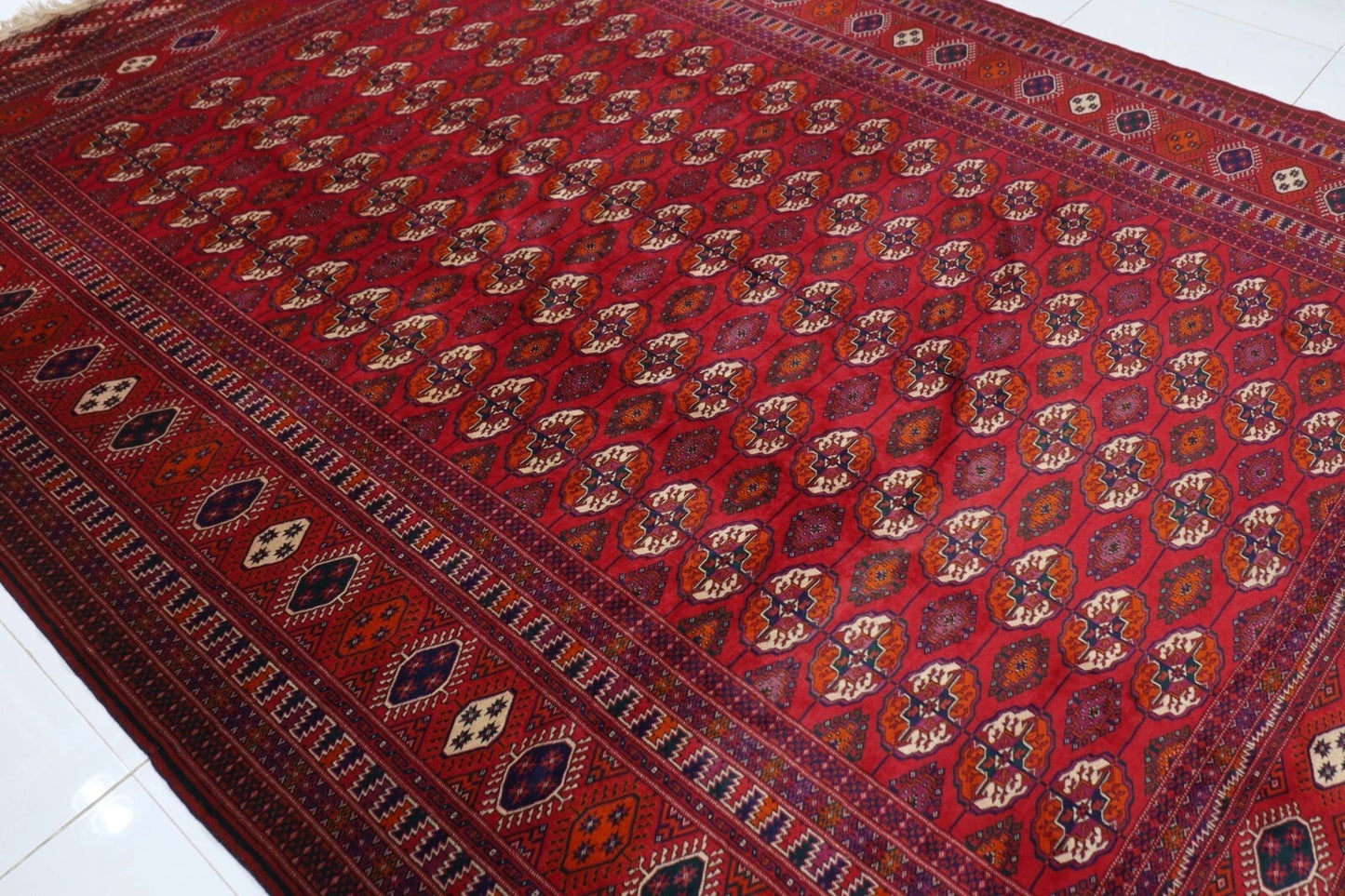 266 x 370 cm | Turkmen Bokhara Tribal Hand Knotted Carpet