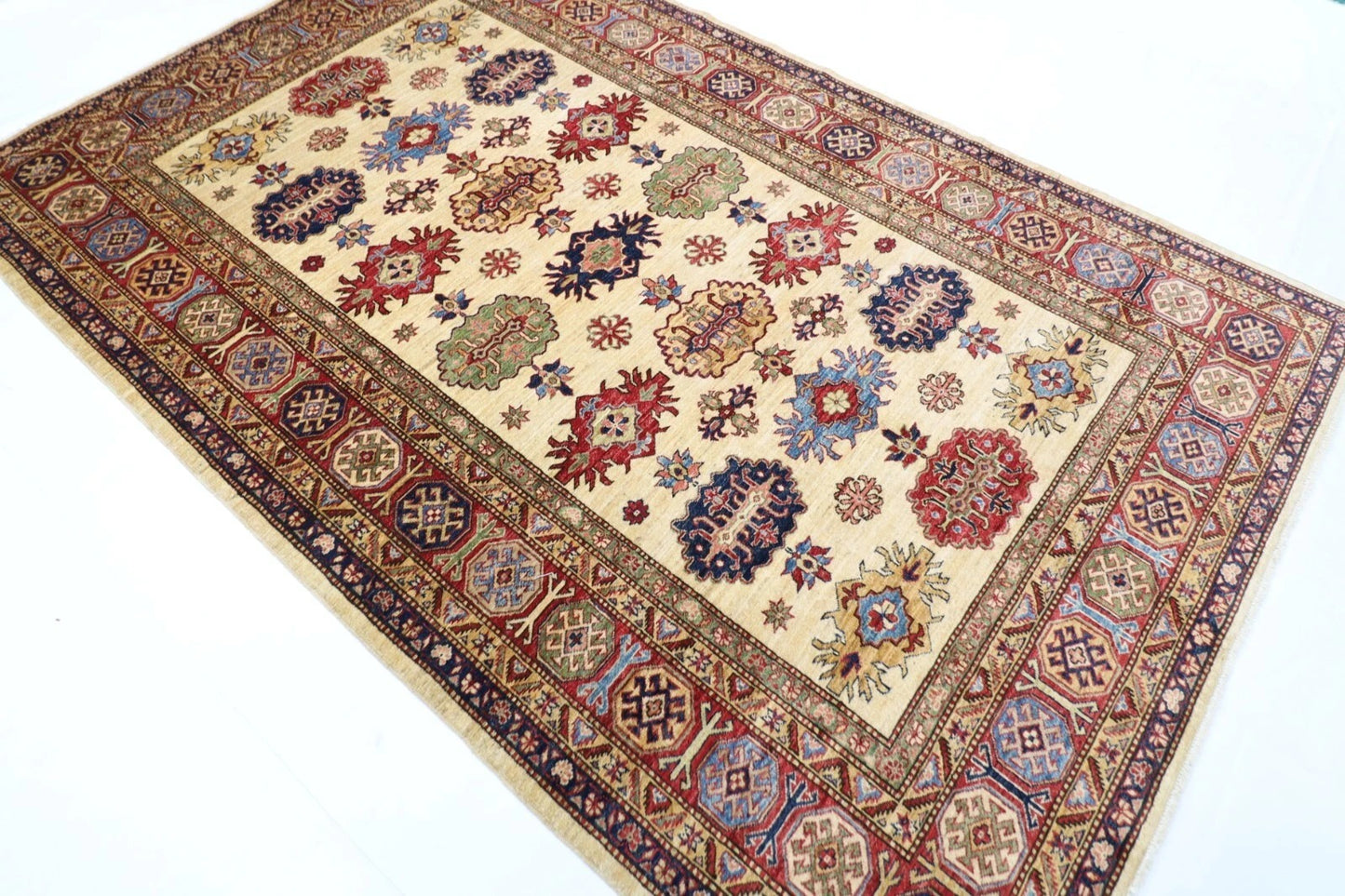 185 x 286 cm | Kazak Afghan Tribal Hand Knotted Carpet