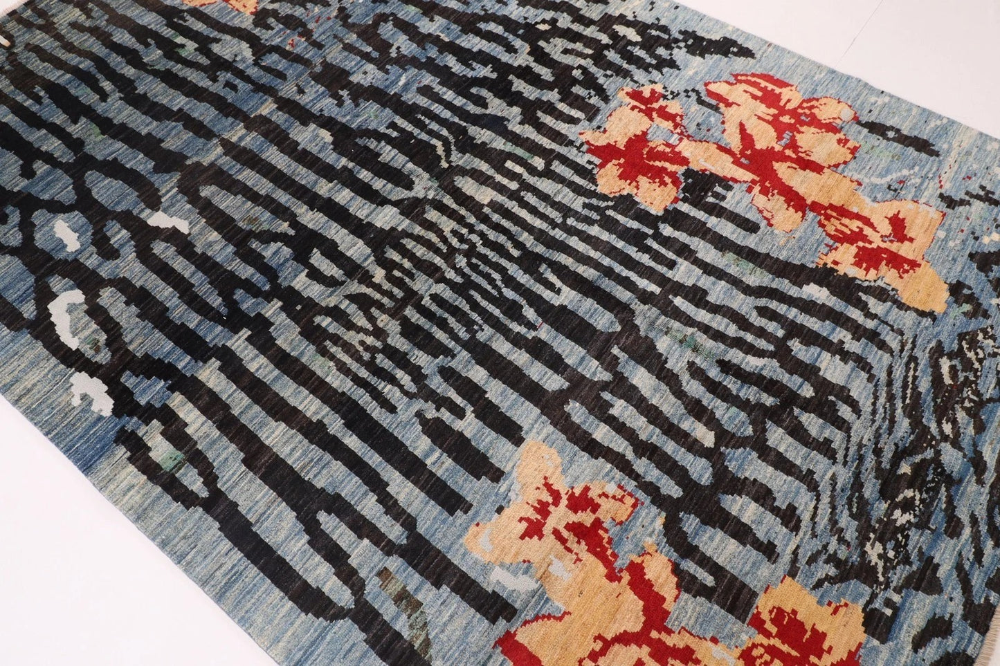 197 x 296 cm | Abstract Afghan Tribal Hand Knotted Carpet