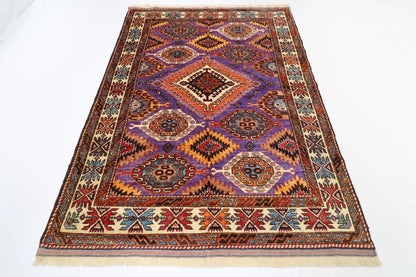 160 x 226 cm | Purple Afghan Tribal Hand Knotted Veg Dye Wool carpet