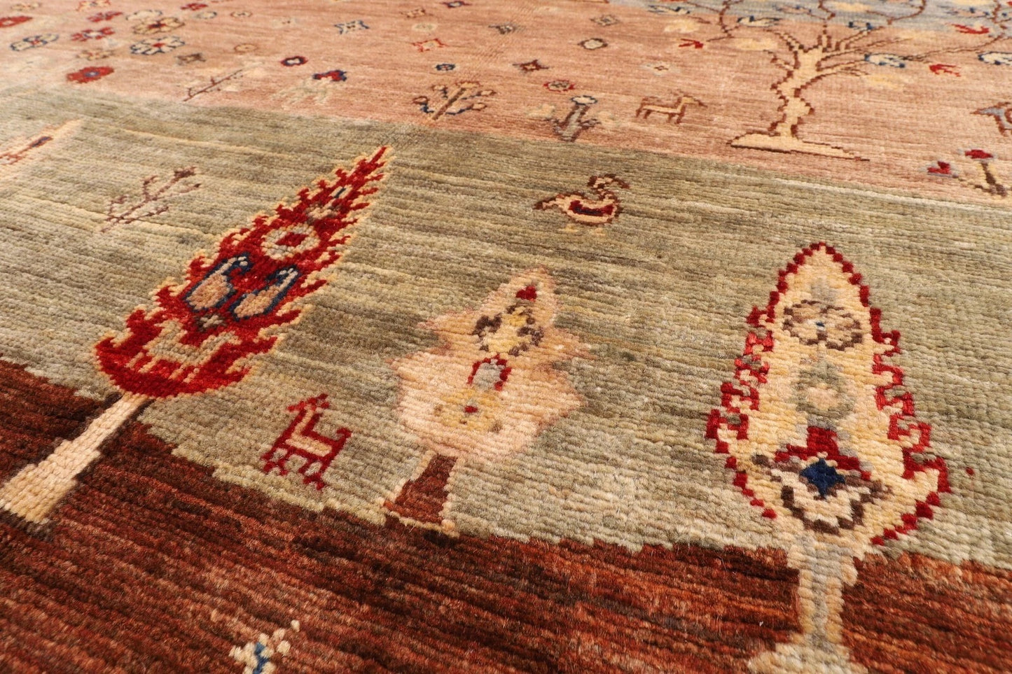 155 x 201 cm | Landscape Afghan Tribal Hand Knotted Veg Dye Wool Carpet