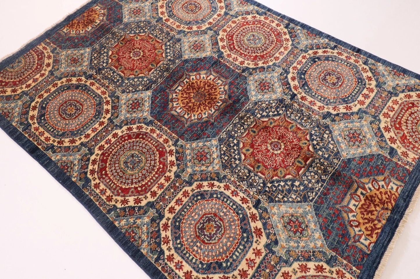 145 x 197 cm | Mamluk Afghan Tribal Hand Knotted Veg Dye Wool Carpet