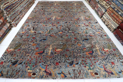 361 x 537 cm | Birds Afghan Tribal Hand Knotted Carpet