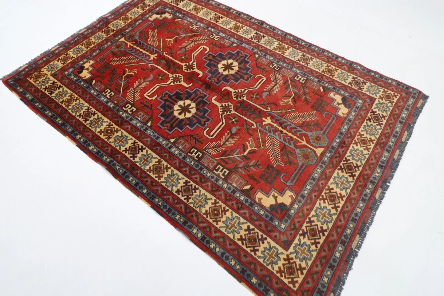 156 x 195 cm | Tribal Hand Knotted Veg Dye Wool Carpet