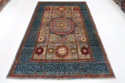 188 x 271 cm |  Mamluk Blue Afghan Tribal Hand Knotted Veg Dye Wool carpet