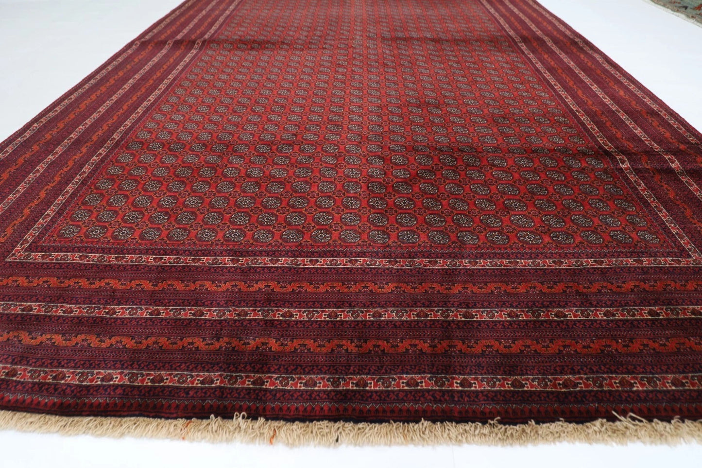 195 x 297 cm | Fine Mori Bokhara Afghan Tribal Hand Knotted Carpet