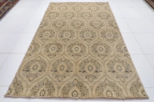 184 x 288 cm | Mamluk Gray Afghan Tribal Hand Knotted Veg Dye Wool Carpet