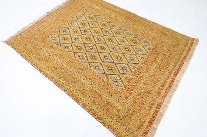 152 x 195 cm | Accent Afghan Tribal Hand Knotted Veg Dye Wool Carpet