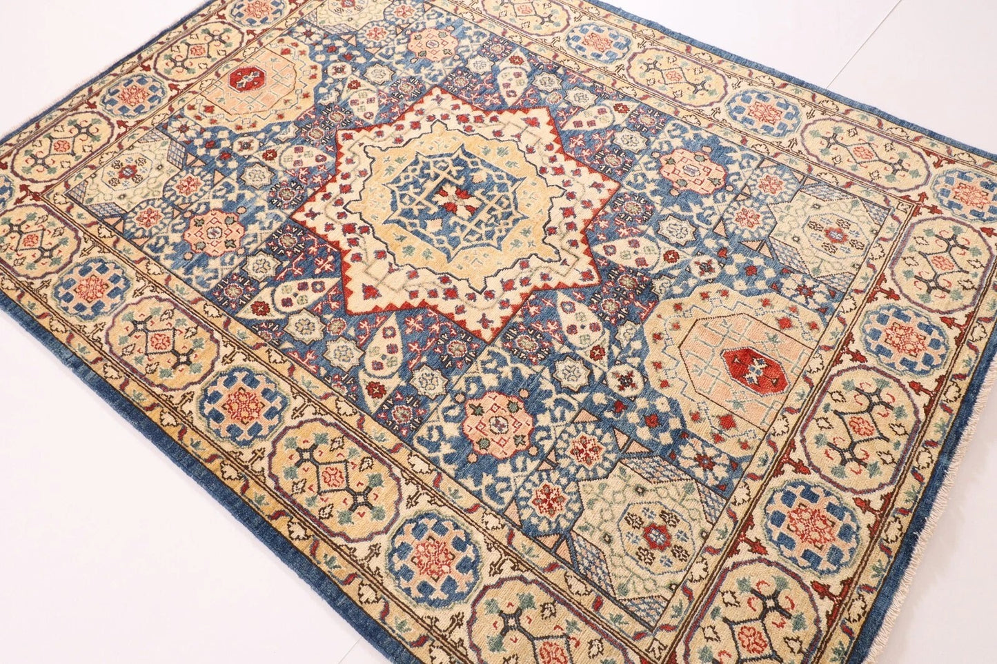 156 x 210 cm | Mamluk Afghan Tribal Hand Knotted Veg Dye Wool Carpet