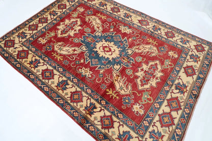 175 x 241 cm | Kazak Afghan Tribal Hand Knotted Veg Dye Wool Carpet