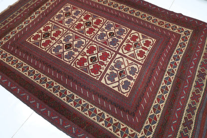 204 x 283 cm | Vintage Flat Weaved Kilim Afghan Tribal Hand Knotted Carpet