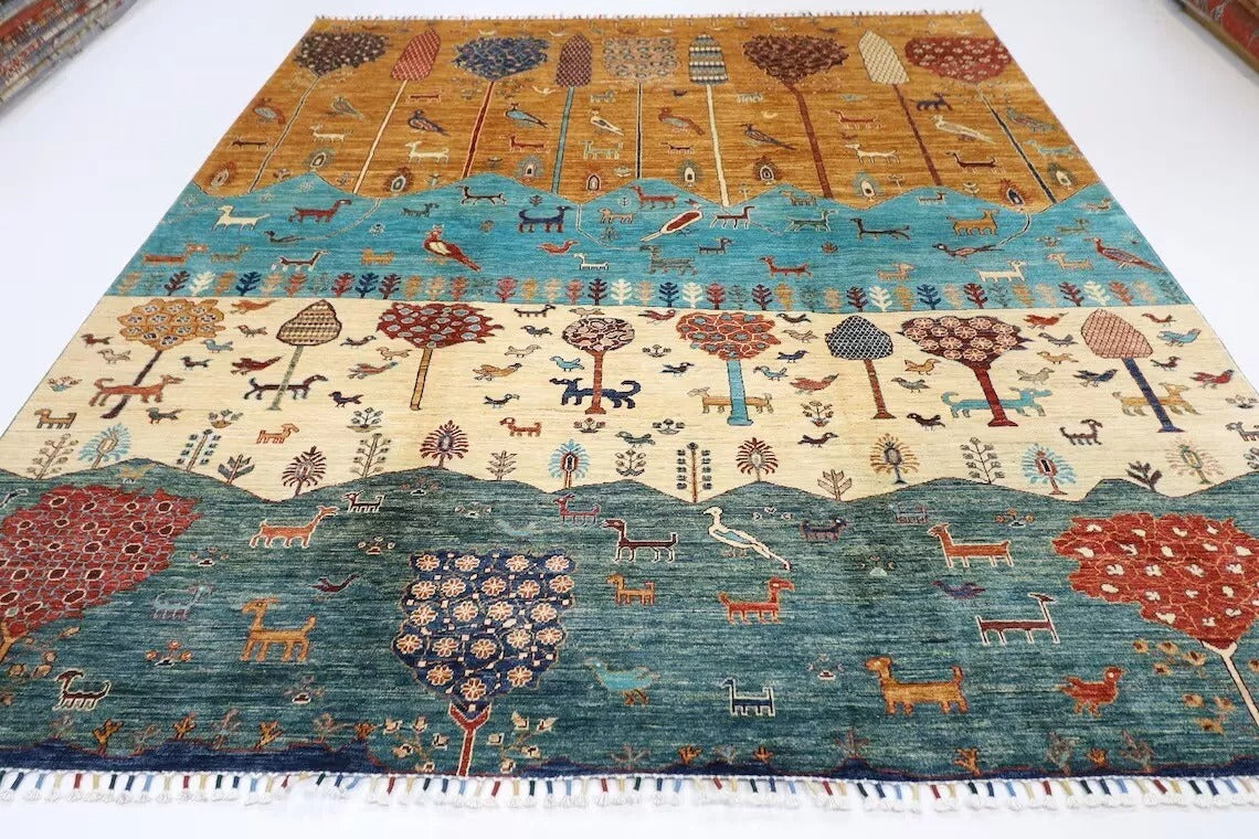 257 x 304 cm | Landscape Afghan Tribal Hand Knotted Carpet