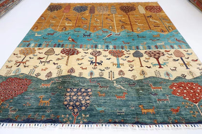 257 x 304 cm | Landscape Afghan Tribal Hand Knotted Carpet