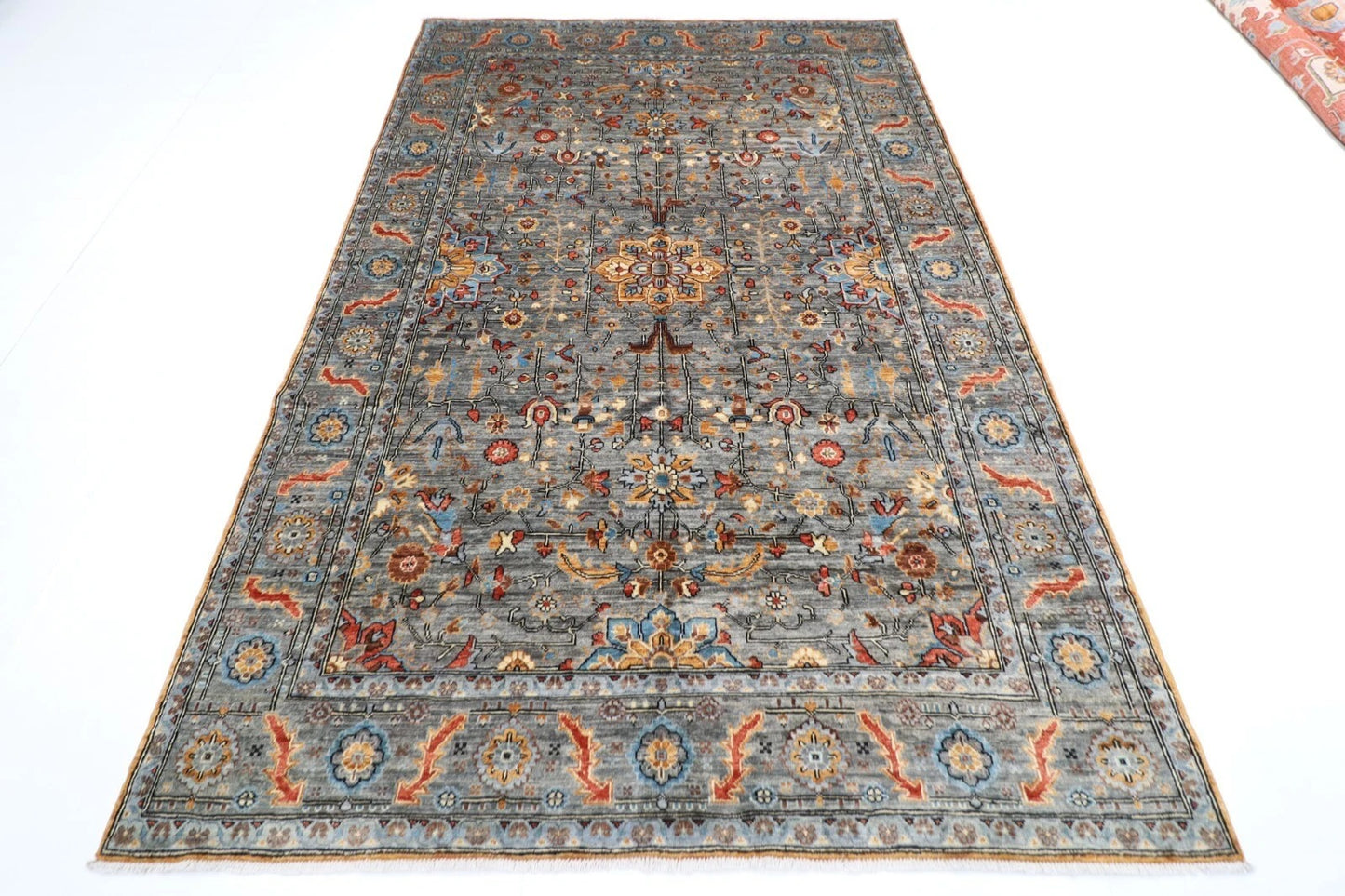 180 x 275 cm |  Aryana Gray Afghan Tribal Hand Knotted Veg Dye Wool carpet