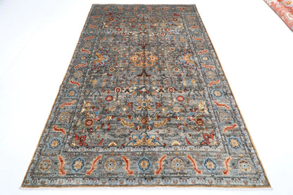 180 x 275 cm |  Aryana Gray Afghan Tribal Hand Knotted Veg Dye Wool carpet