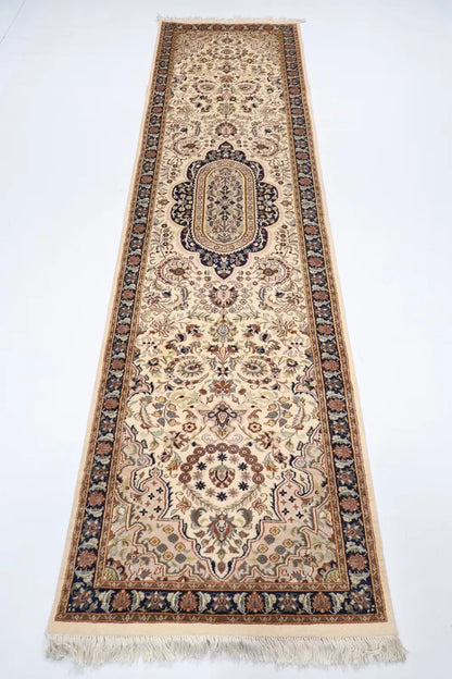 79 x 295 cm | Beige Afghan Tribal Hand Knotted Wool Runner