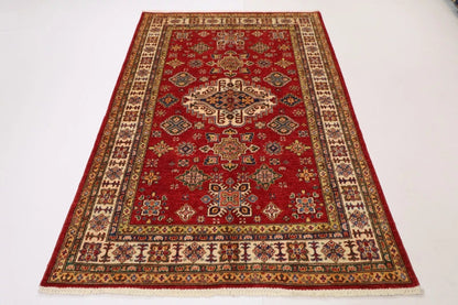 150 x 224 cm | Kazak Afghan Tribal Hand Knotted Veg Dye Wool Carpet