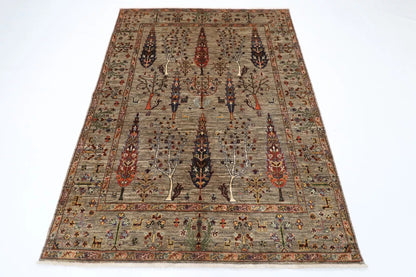 153 x 202 cm | Tree of Life Afghan Tribal Hand Knotted Veg Dye Wool Carpet